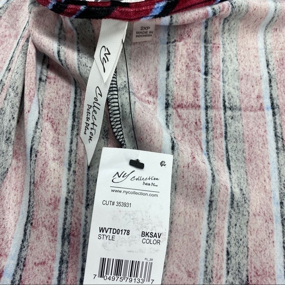 NY Collection Stripe Velvet Asymmetrical Dress - Picture 13 of 13